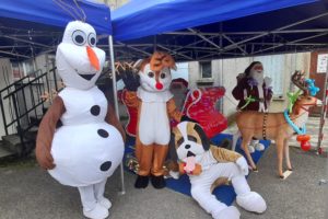 animateur mascotte olaf st bernard, animation pour fête anniversaire enfants